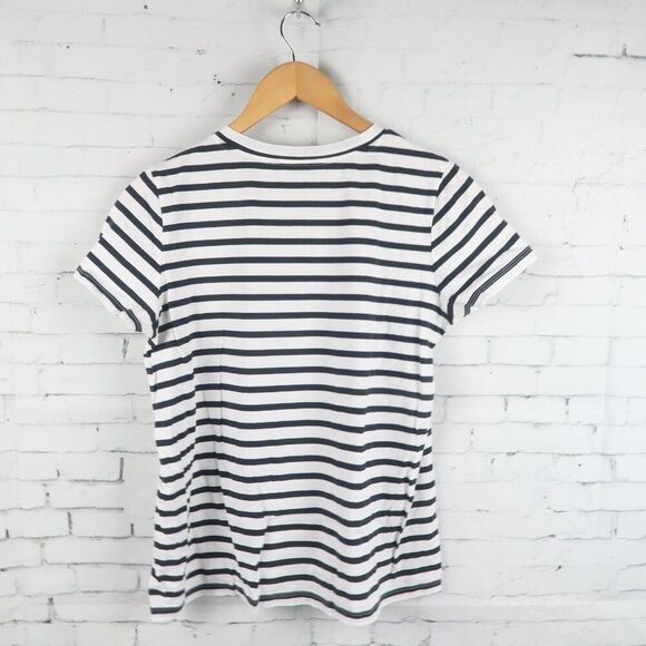 BANANA REPUBLIC BLACK & WHITE STRIPE SHORT SLEEVE ROUND NECK COTTON TOP SIZE S - Picture 6 of 6